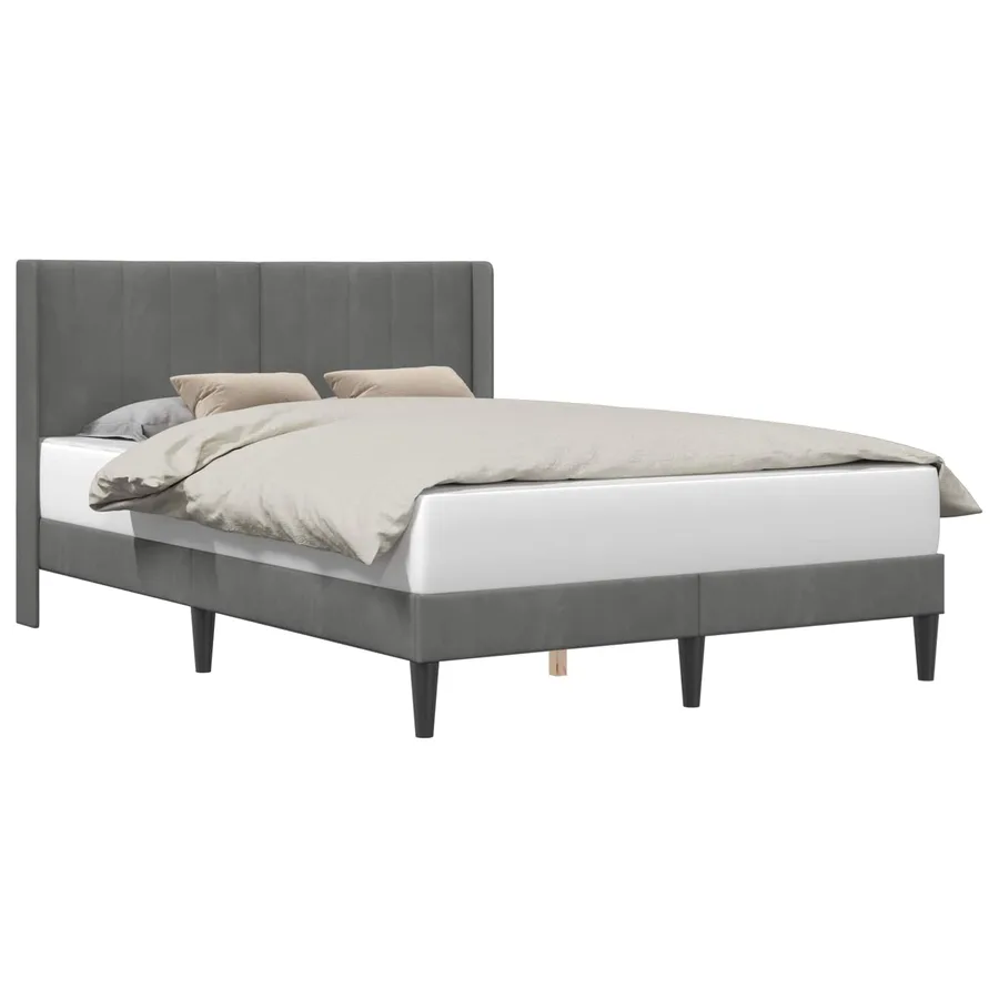 Cadre de lit avec tête de lit Gris foncé 140 x 190 cm Velours - 2