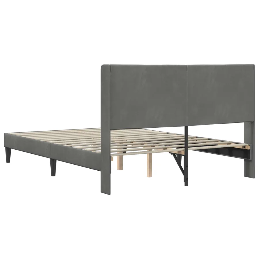 Cadre de lit avec tête de lit Gris foncé 140 x 190 cm Velours - 6