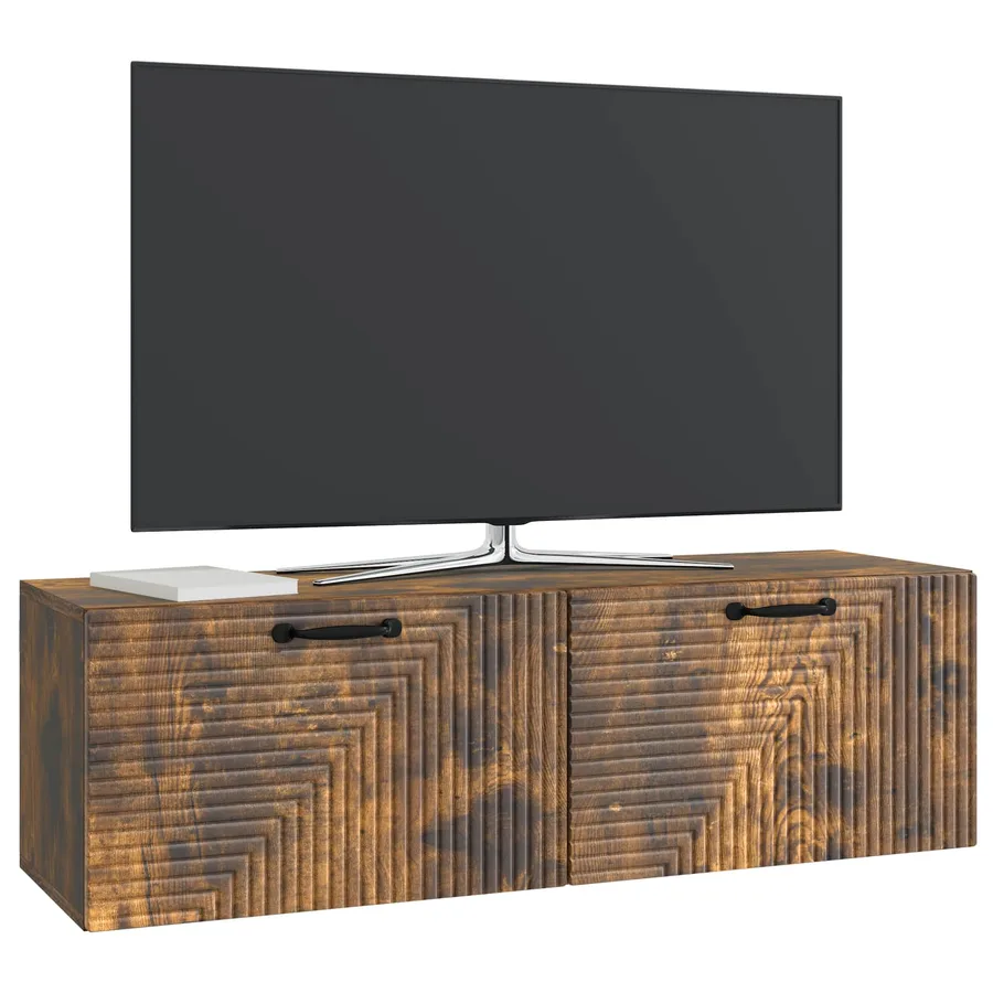 Meuble TV mural Chêne fumé 98 x 31 x 30 cm Bois d'ingénierie - 3