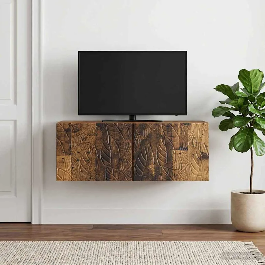 Meuble TV mural 59,5 x 31 cm Bois ancien Bois d'ingénierie - 3