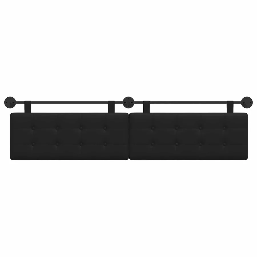 Tête de lit suspendue Noir Simili cuir - 5