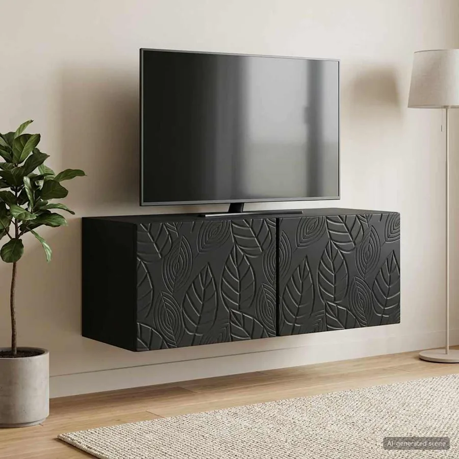 Meuble TV mural 59,5 x 31 cm Noir Bois d'ingénierie