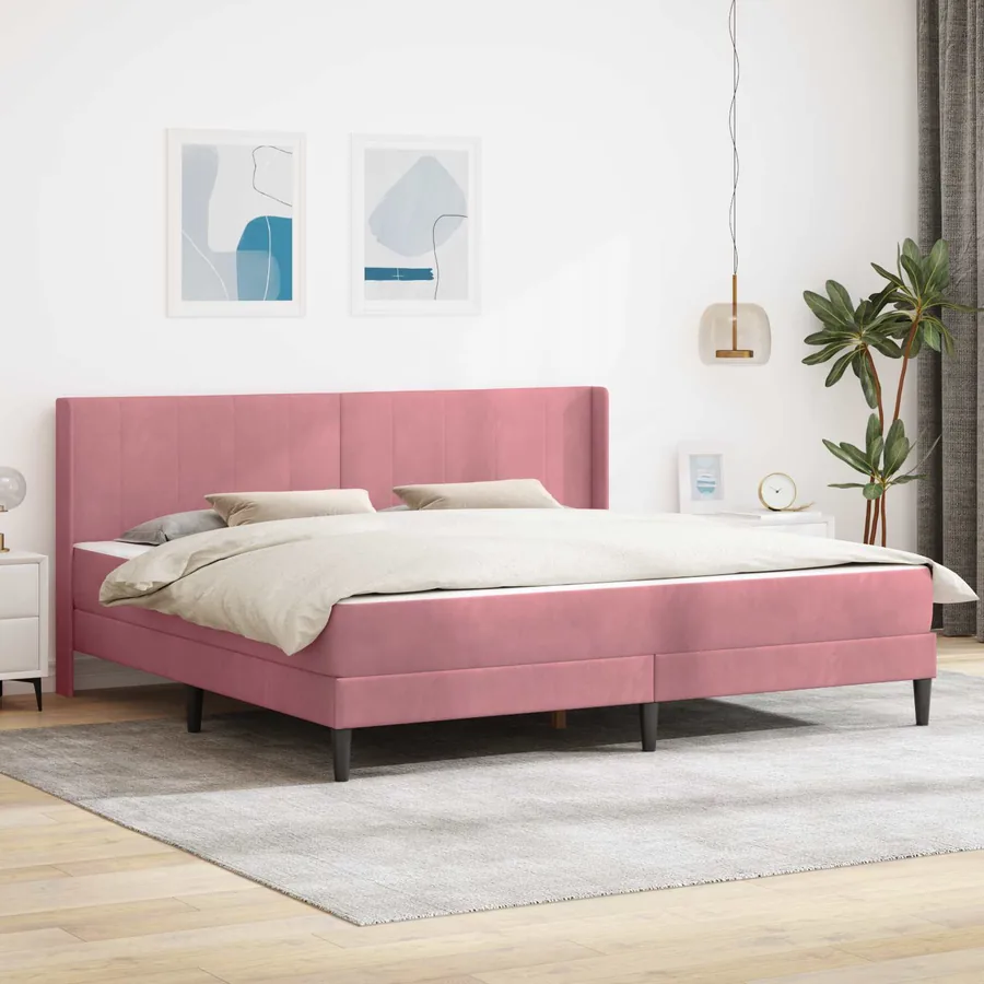 Cadre de lit avec matelas Rose 200 x 200 cm Velours