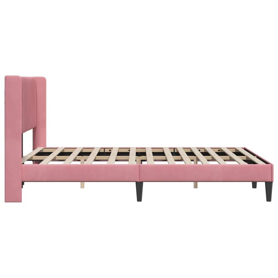 Cadre de lit avec tête de lit Rose 140 x 190 cm Velours - 5