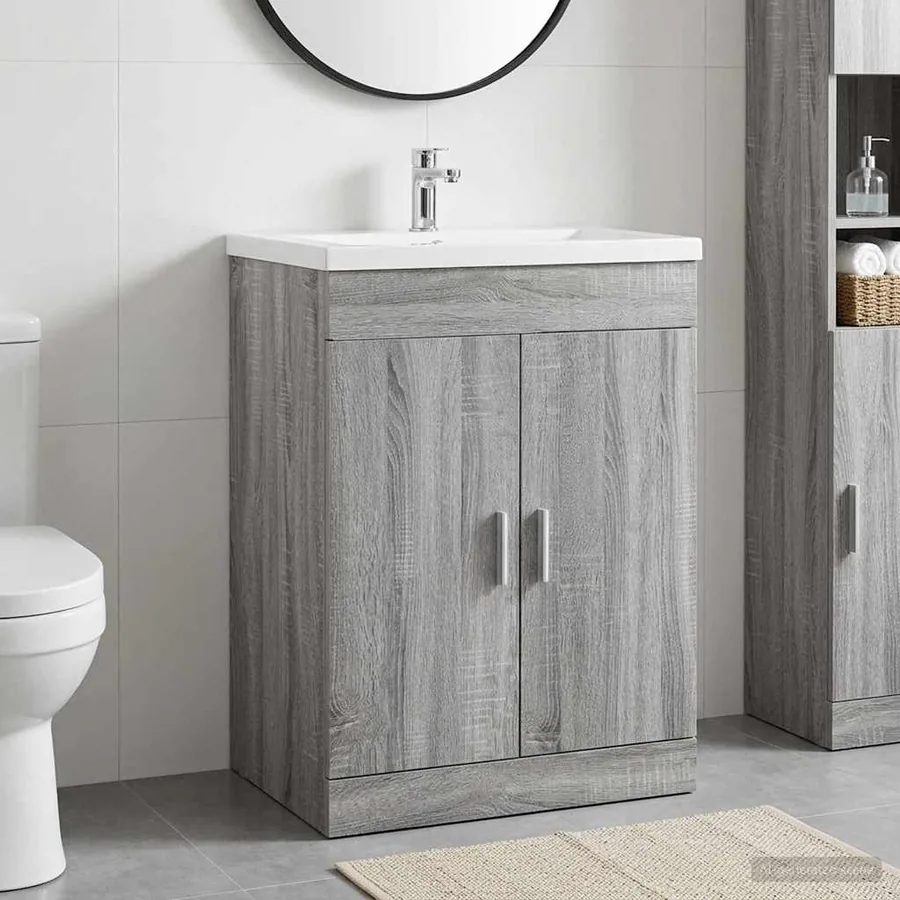Meuble sous lavabo de salle de bain Sonoma gris