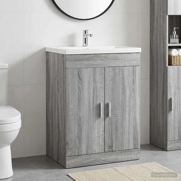 Meuble sous lavabo de salle de bain Sonoma gris