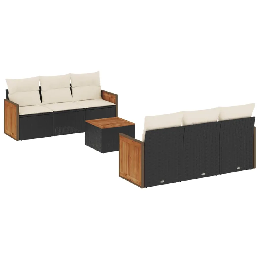 Salon de jardin 7 pcs avec coussins noir résine tressée 55 x 62 x 69 cm - 62,6 kg - 2