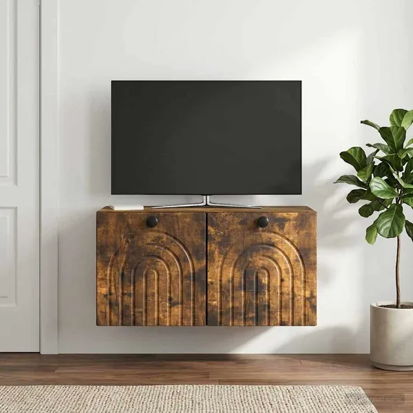 Meuble TV mural Chêne fumé 59,5 x 31 x 30 cm Bois d'ingénierie