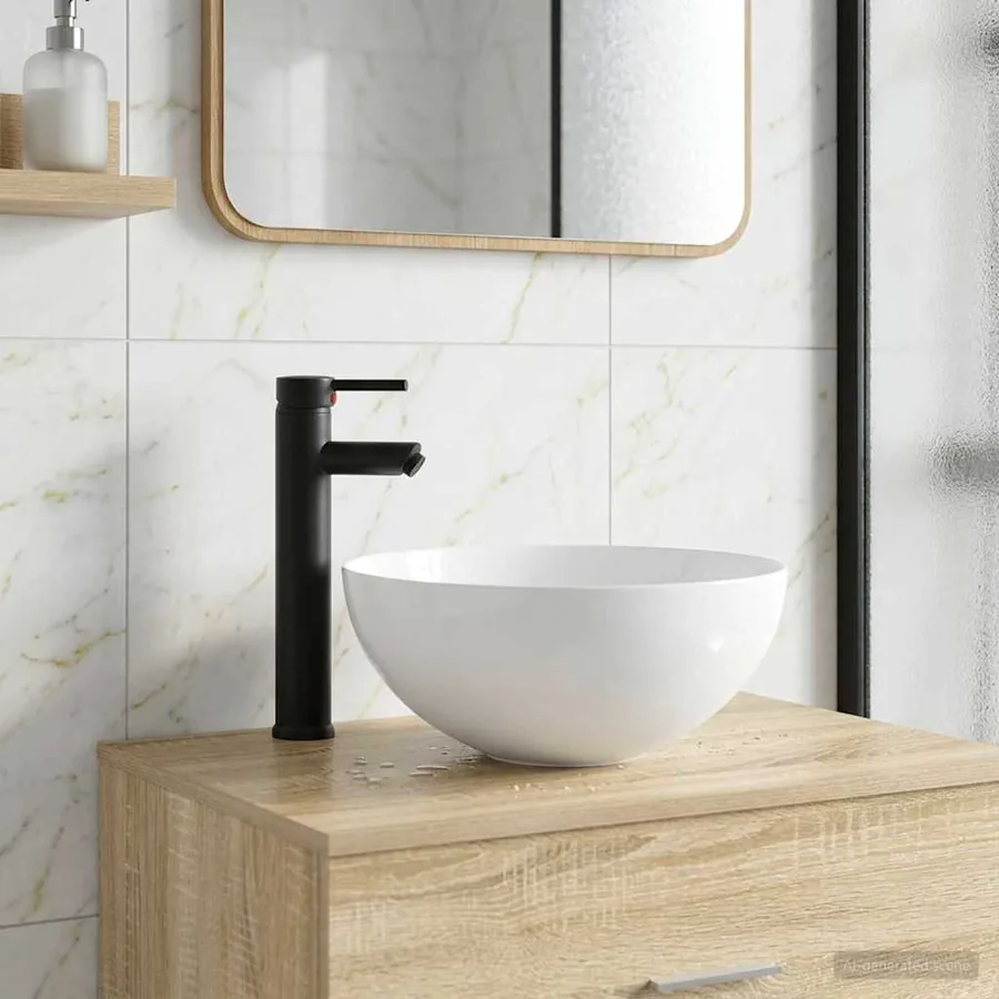 Lavabo de salle de bains Noir Mat 35,5 x 35,5 x 14,5 cm métal