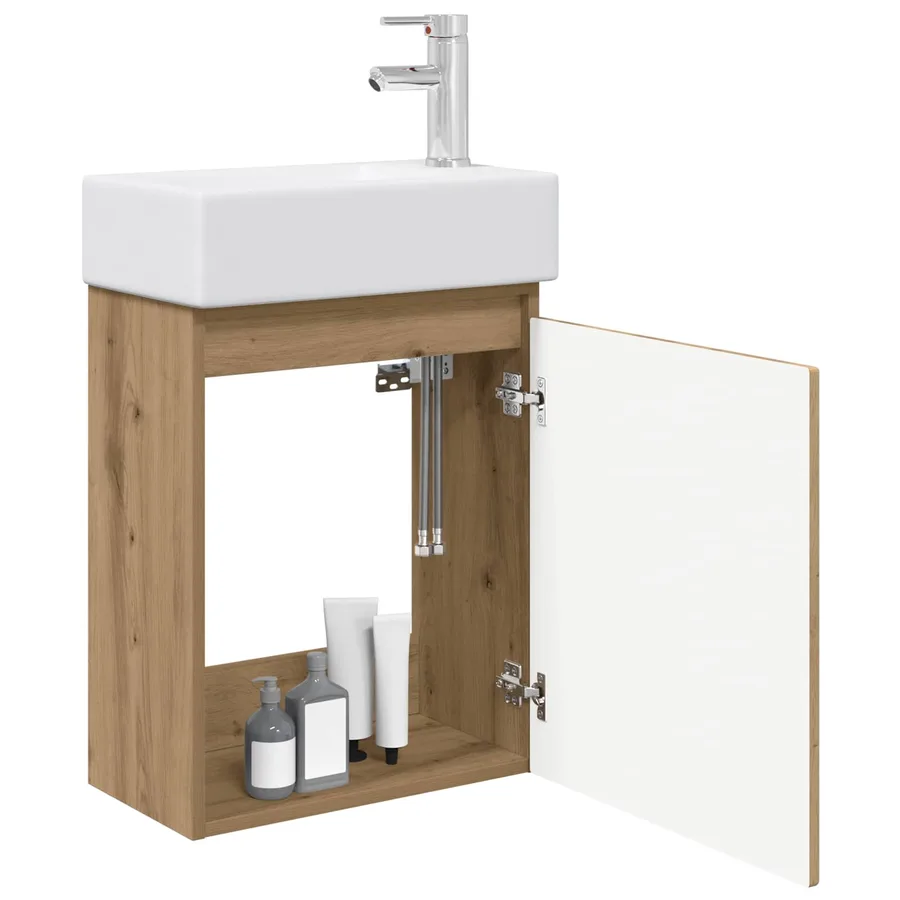 Meuble de salle de bain avec robinet Chêne artisanal - 3