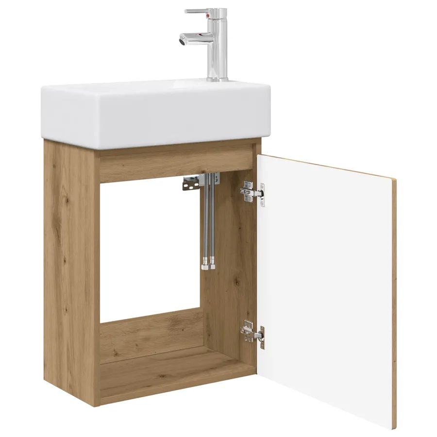 Meuble de salle de bain avec robinet Chêne artisanal - 4