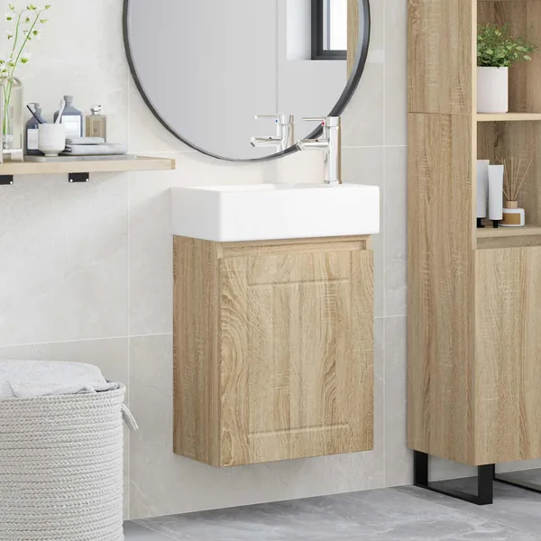 Meuble de salle de bain avec robinet Chêne Sonoma