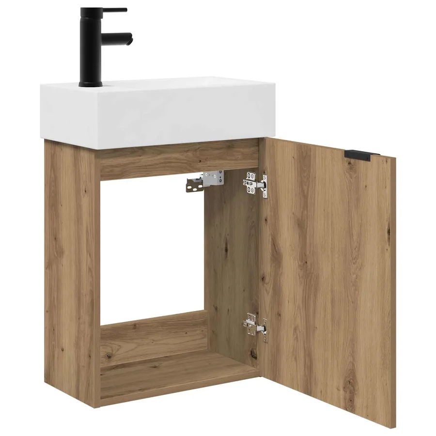 Meuble de salle de bain avec robinet Chêne artisanal - 4