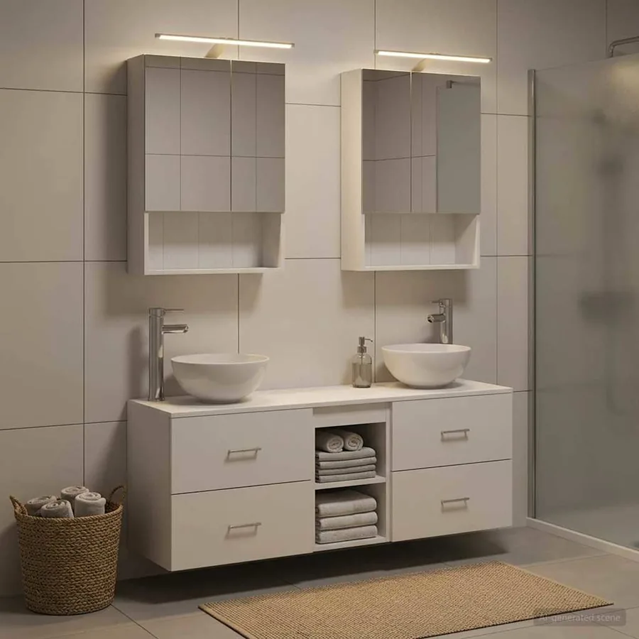 Ensemble d'armoire de salle de bain 5 pcs Blanc