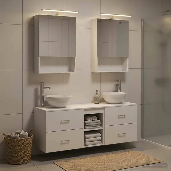 Ensemble d'armoire de salle de bain 5 pcs Blanc