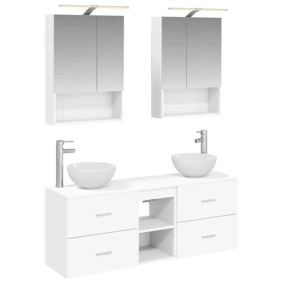 Ensemble d'armoire de salle de bain 5 pcs Blanc - 2