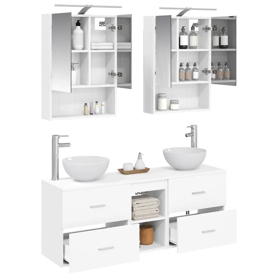 Ensemble d'armoire de salle de bain 5 pcs Blanc - 3