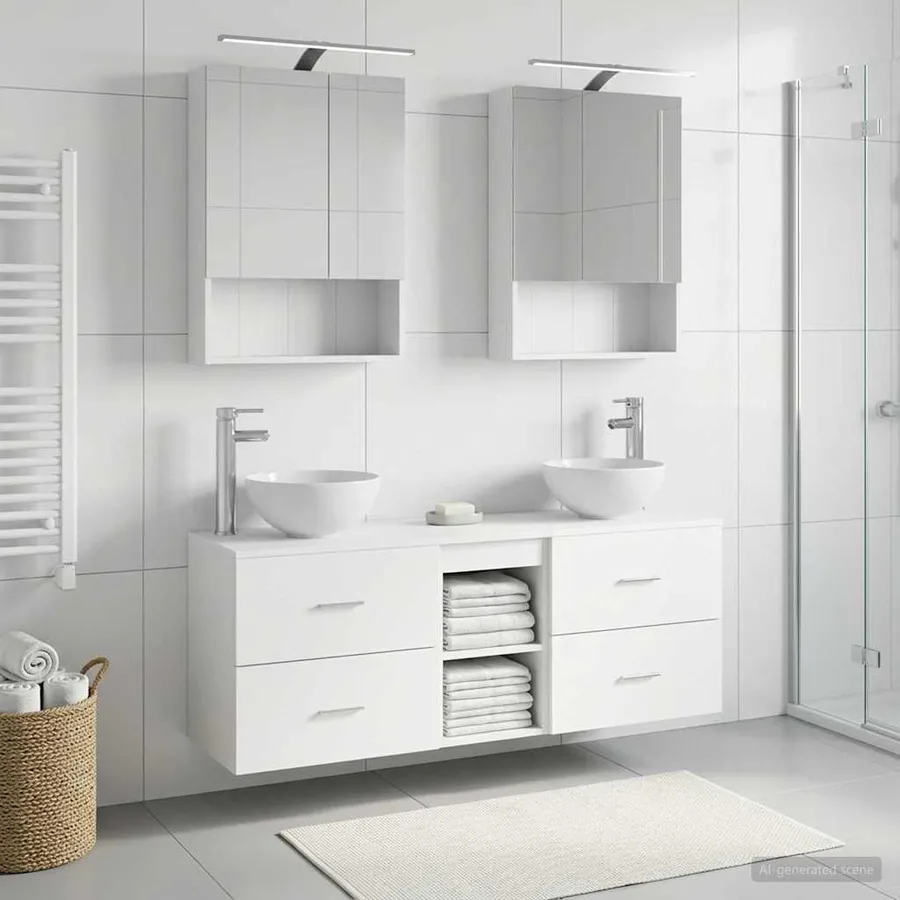 Ensemble d'armoire de salle de bain 5 pcs Blanc - 4