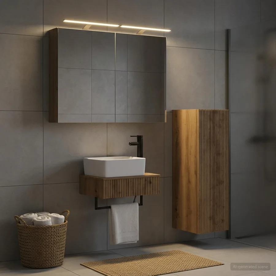 Ensemble d'armoire de salle de bain 4 pc Chêne artisanal