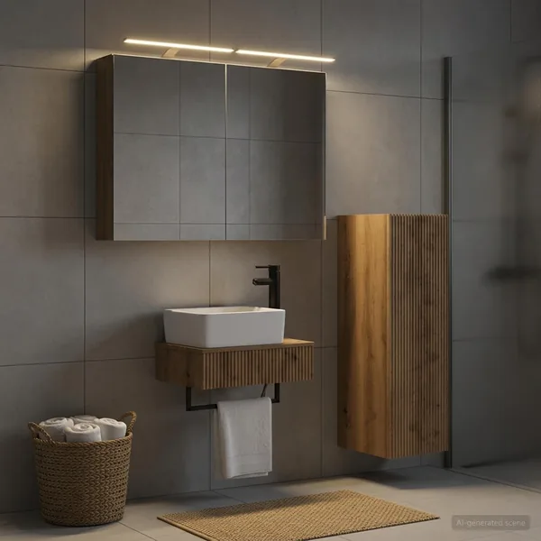 Ensemble d'armoire de salle de bain 4 pc Chêne artisanal