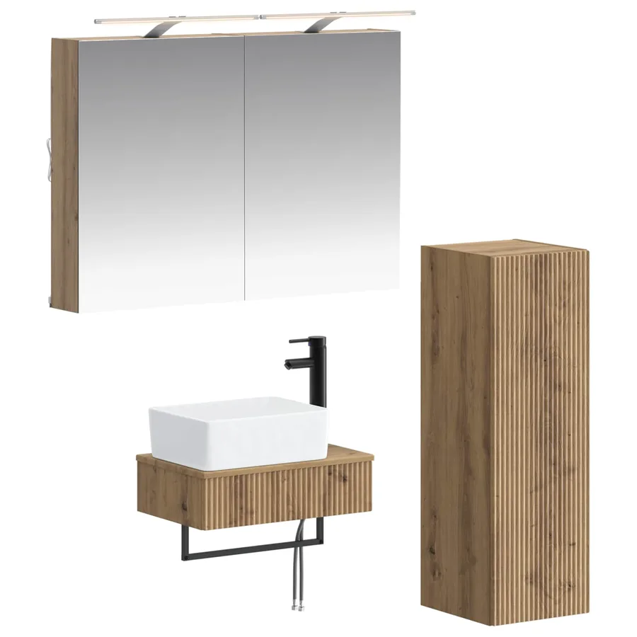 Ensemble d'armoire de salle de bain 4 pc Chêne artisanal - 2