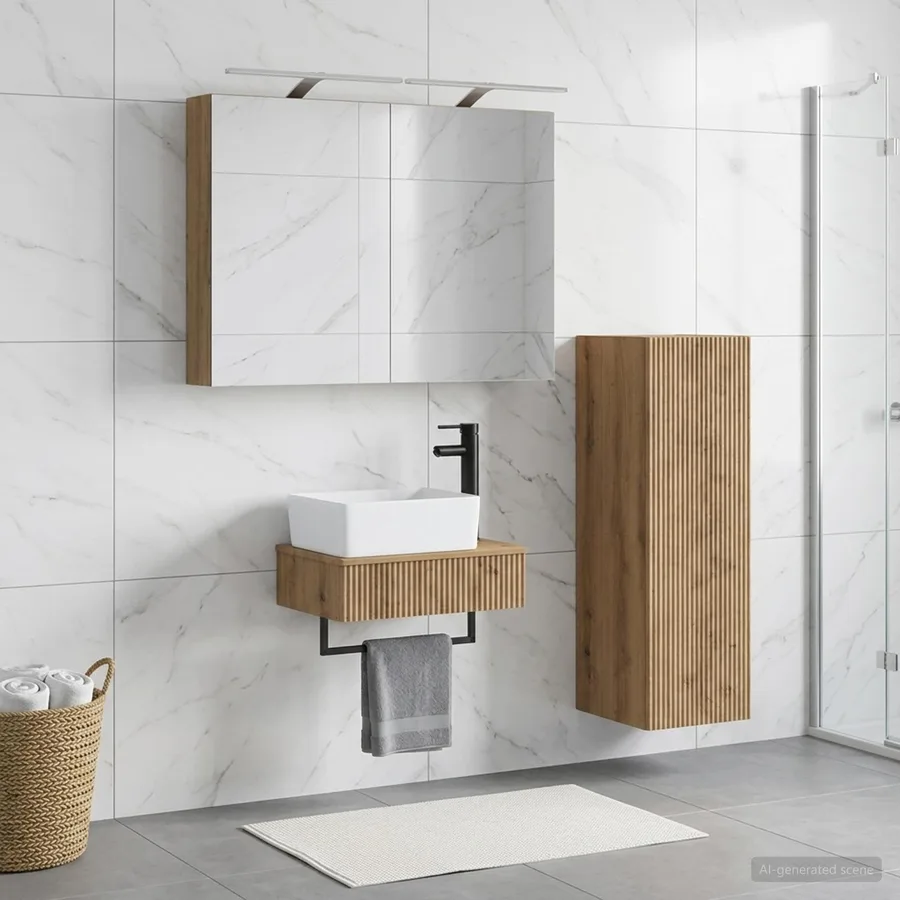 Ensemble d'armoire de salle de bain 4 pc Chêne artisanal - 4