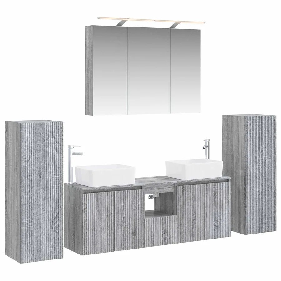 Ensemble de mobilier de salle de bain 6 pcs Sonoma gris - 2