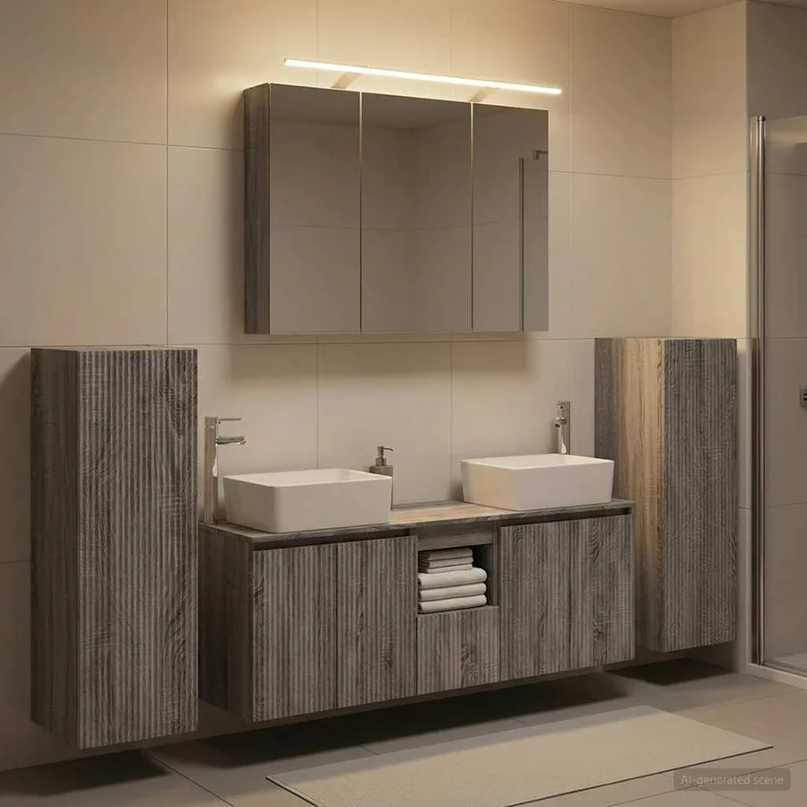 Ensemble de mobilier de salle de bain 6 pcs Sonoma gris - 4
