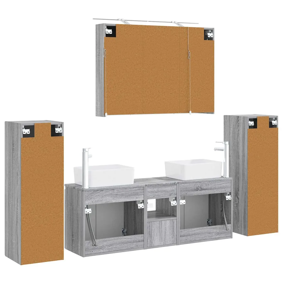 Ensemble de mobilier de salle de bain 6 pcs Sonoma gris - 9