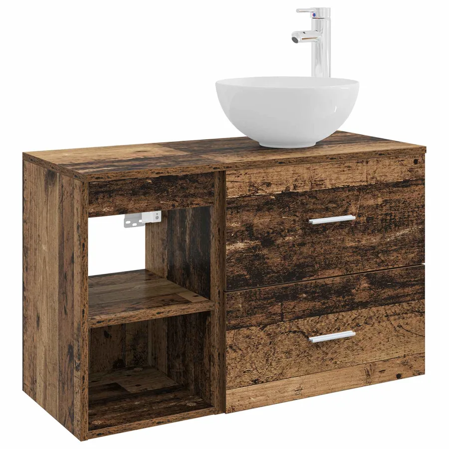 Ensemble de mobilier de salle de bain 2 pcs Bois ancien - 2
