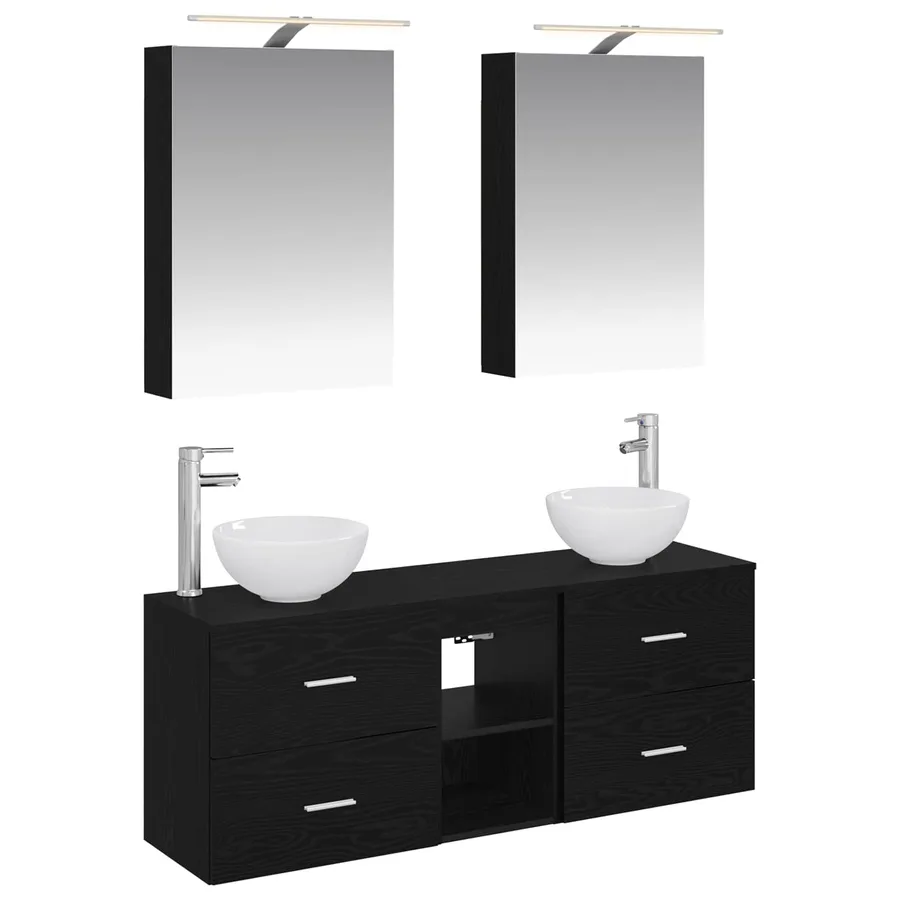 Ensemble d'armoire de salle de bain 5 pcs Chêne noir - 2