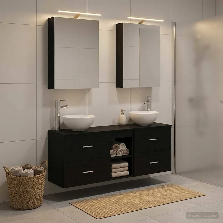 Ensemble d'armoire de salle de bain 5 pcs Chêne noir - 4