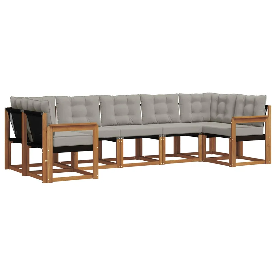 Ensemble de canapés d'extérieur 7 pcs Gris Naturel et Clair - 2