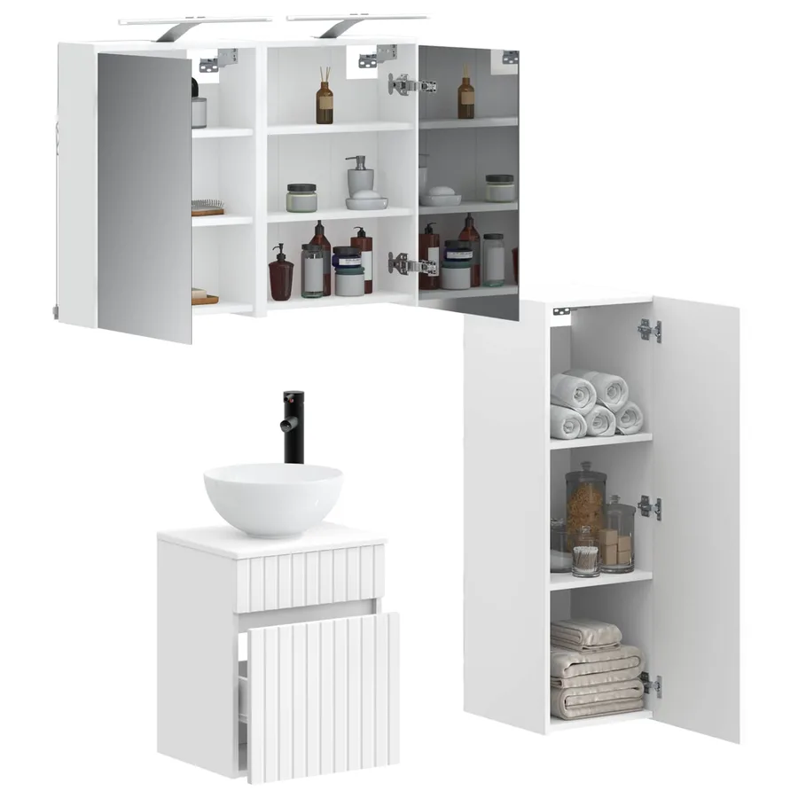 Ensemble de mobilier de salle de bain 4 pcs Blanc - 3