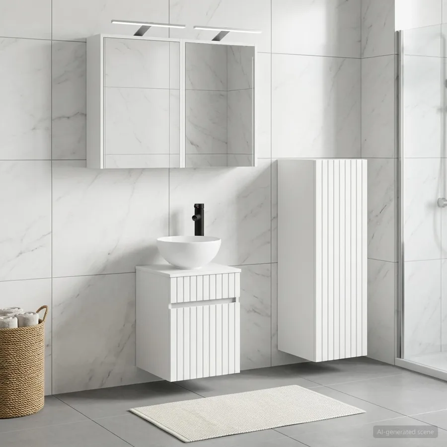 Ensemble de mobilier de salle de bain 4 pcs Blanc - 4
