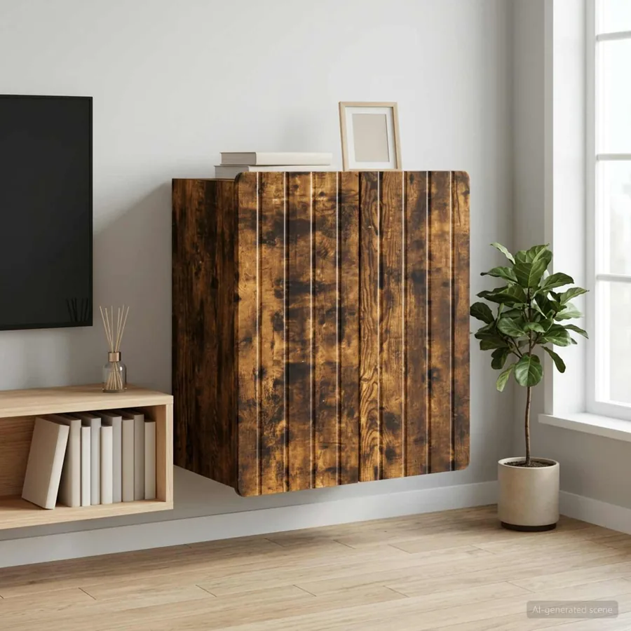 Armoire Murale Chêne fumé 59 x 31 x 64 cm Bois d'ingénierie