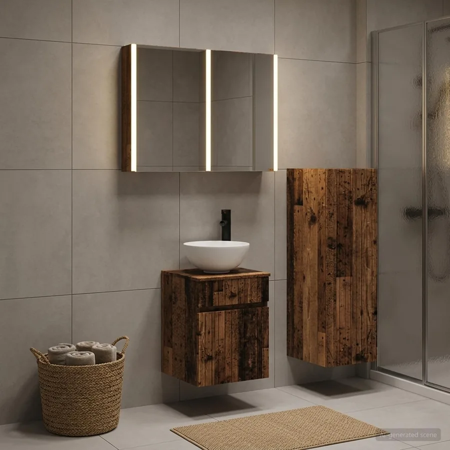 Ensemble de mobilier de salle de bain 4 pcs Bois ancien