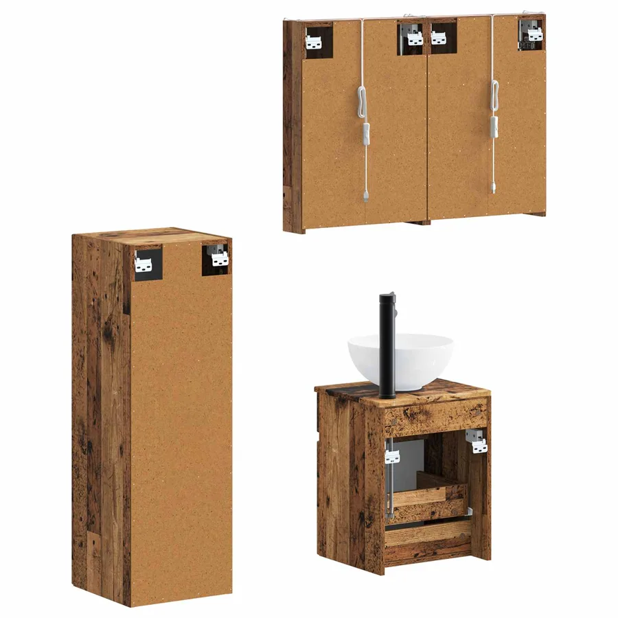 Ensemble de mobilier de salle de bain 4 pcs Bois ancien - 5