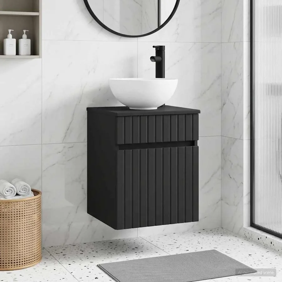 Meuble de lavabo mural Noir 39 x 35 x 63 cm Bois d'ingénierie