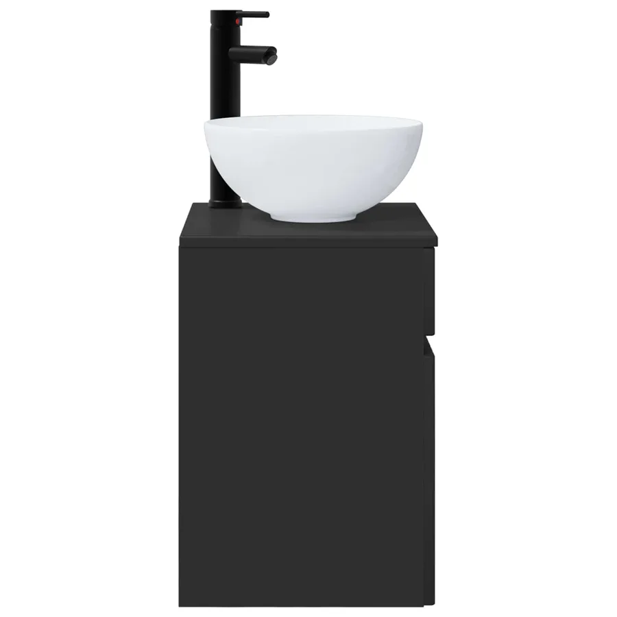 Meuble de lavabo mural Noir 39 x 35 x 63 cm Bois d'ingénierie - 3