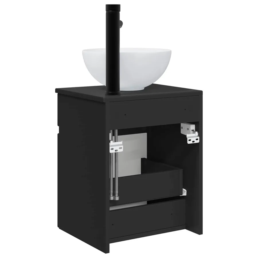Meuble de lavabo mural Noir 39 x 35 x 63 cm Bois d'ingénierie - 4