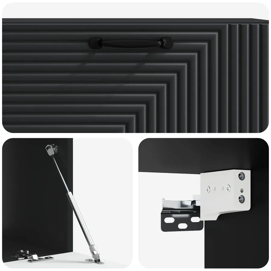 Meuble TV mural Noir 98 x 41 x 30 cm Bois d'ingénierie - 9