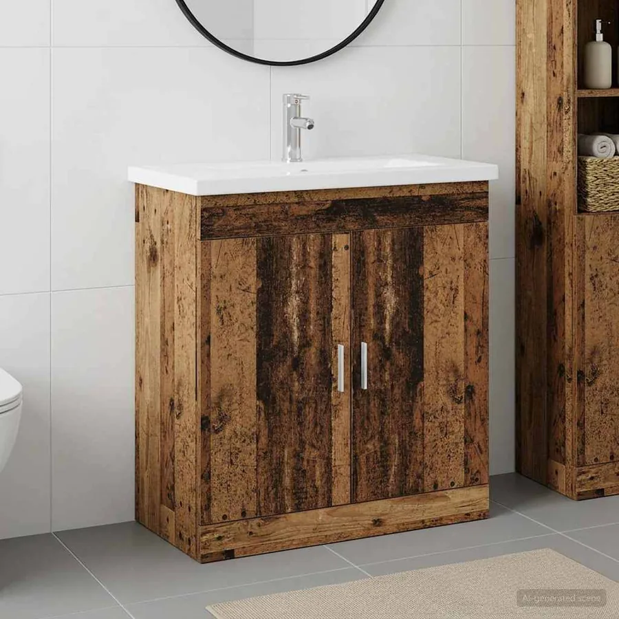 Ensemble de mobilier de salle de bain Bois ancien
