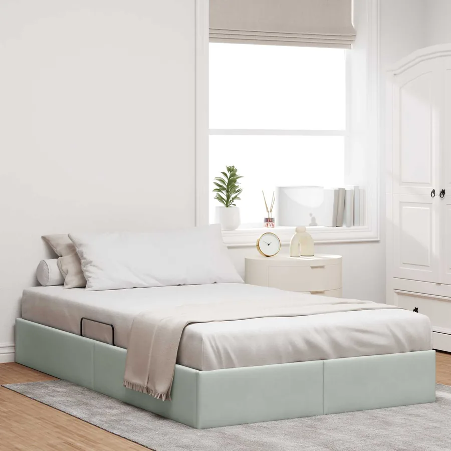 Cadre de lit ottoman Gris clair 120 x 200 cm Velours