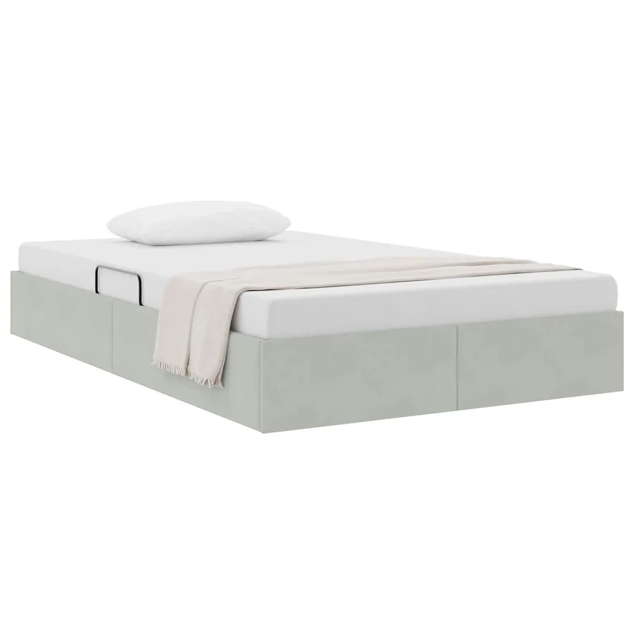 Cadre de lit ottoman Gris clair 120 x 200 cm Velours - 3
