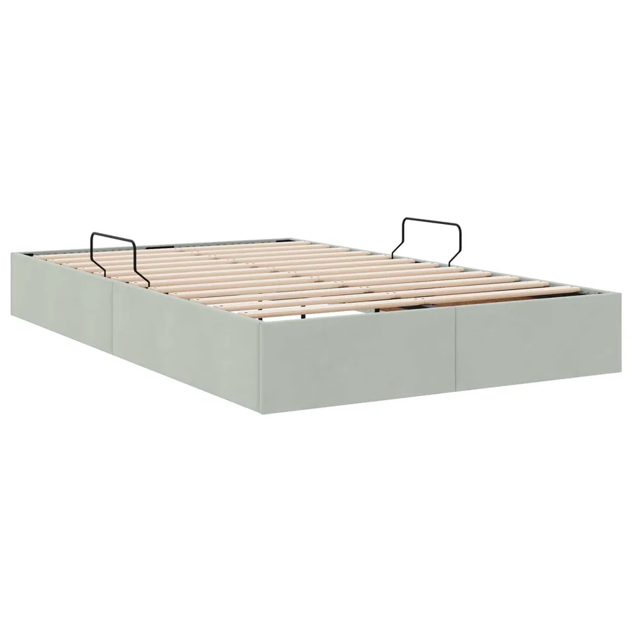 Cadre de lit ottoman Gris clair 120 x 200 cm Velours - 5