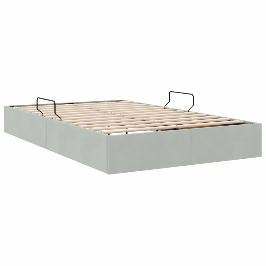 Cadre de lit ottoman Gris clair 120 x 200 cm Velours - 9