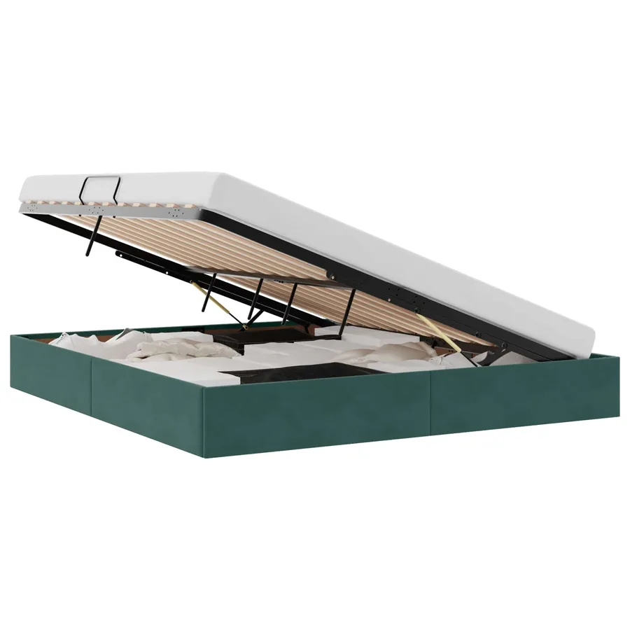 Cadre de lit ottoman Vert foncé 160 x 200 cm Velours - 2