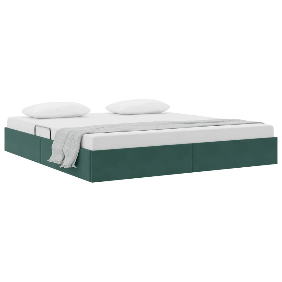 Cadre de lit ottoman Vert foncé 160 x 200 cm Velours - 3