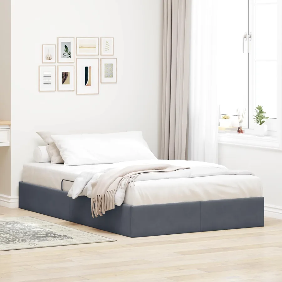 Cadre de lit ottoman Gris foncé 120 x 190 cm Velours